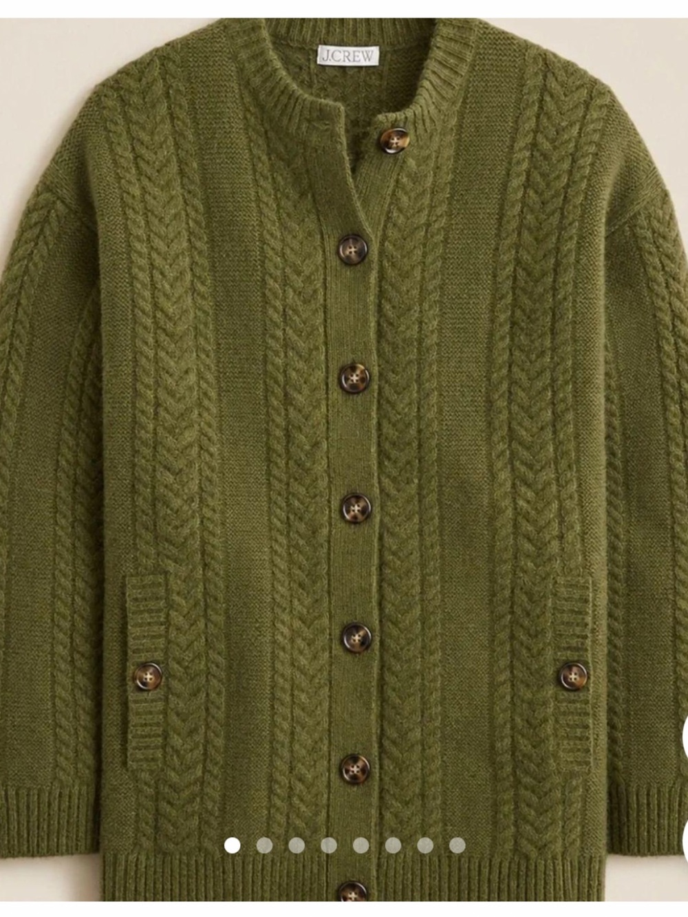 J. Crew Olive Green Cable-Knit Over Sized Button Cardigan